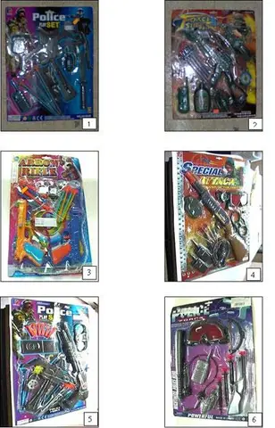 1. POLICE PLAY SET2. FORCE SUPER 3. ARROW RIFLE4. SPECIAL ATTACK5. POLICE PLAY SET6. POLICE FORCE POWERFUL7. STEAM PRESSURE GUN8. POLICE MILITARY SERIES9. BOW AND ARROWS10. SUPER TOXO PHYLY GAME11. SWAT POLICE FORCE12. SILVER ACTION13. SUPER BOWMAN14. "WEAPON SET, HERO ARMING15. ARROW RIFLE16. SUPER POLICE 17. POLICE SERIES18. ACTION TEAM S.W.AT. POLICE19. COUNTRY FORCE ARMY & POLICE (SPECIAL AGENT)20. FUNNY SHOOTING GAME21. SUPER POWER BOWMAN22. POLICE PLAY SET23. ACTION TEAM S.W.A.T. POLICE24. COMMANDOS25. SUPER BOW AND ARROWS GAME26. ACTION TEAM27. SUPER ARMS