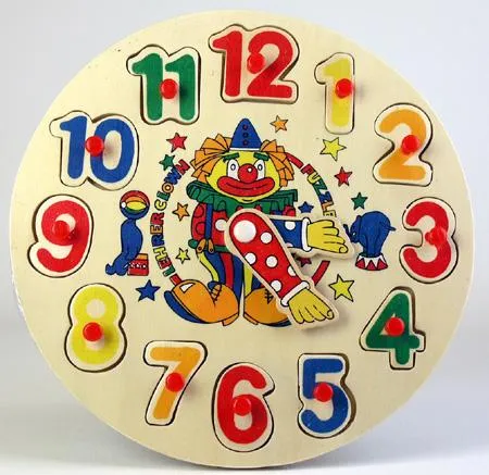 Wooden puzzle toy “Lehrer Clown Puzzleuhr”
