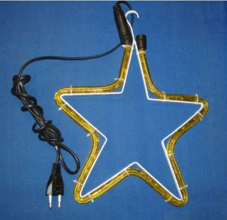 Decorative yellow coloured lighting star-shaped tube