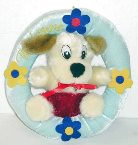 Plush toy - dog in a blue circle