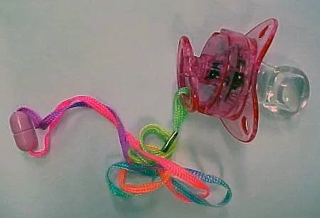 Plastic flashing toy soother with necklace