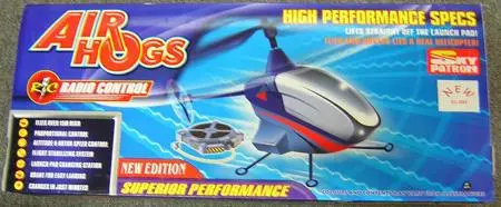 Radio controlled and battery operated toy helicopter “Air Hog helicopter with radio contro