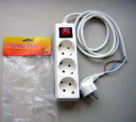 Three and six sockets extension supply cords with switches “Zhong Ya”