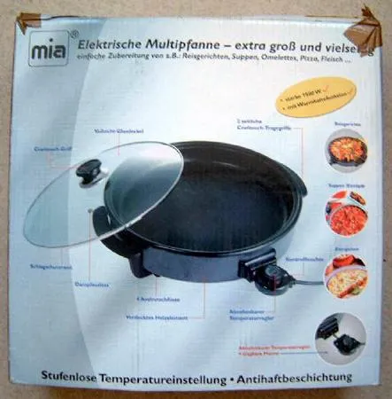 Round electric multipurpose pan with glass lid “Mia Elecktrische Multipfanne” 
