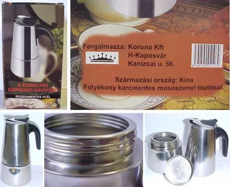 Espresso coffee-maker intended to be put on a heating source in order to prepare 6 coffee 