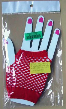 Red textile netting carnival gloves