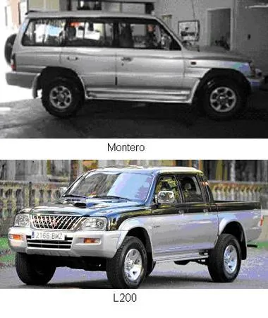 Две модели автомобилей MITSUBISHI: <b>a)</b> Montero/Pajero/Super Exceed: тип *95/54*0048