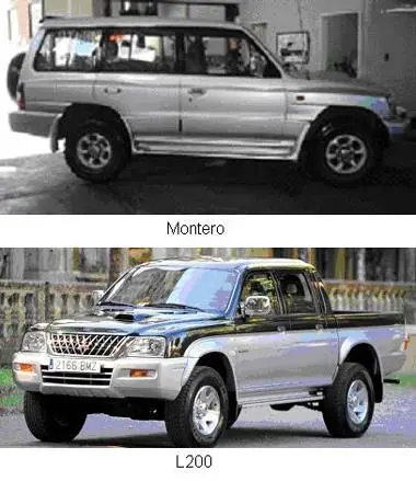 Two models of MITSUBISHI cars:<b>a)</b> Montero/Pajero/Super Exceed: Type *95/54*0048