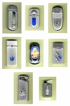 Eight novelty gas lighters “Gas lighters” with lighting and/or sound effects