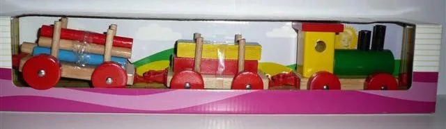 Деревянные игрушки - Локомотив с вагонами