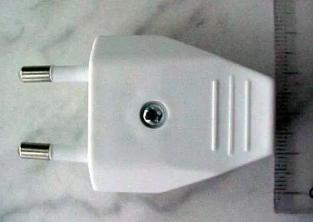 Two pins flat type plug “Mains supply plug Class II” 