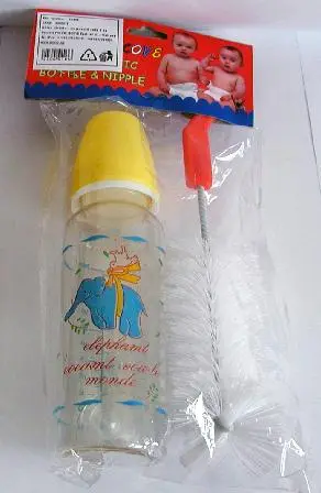 Детская бутылочка для кормления из ПВХ с соской и щеткой VIDAL EUROPE 0794722 BIBERON 2 PZ