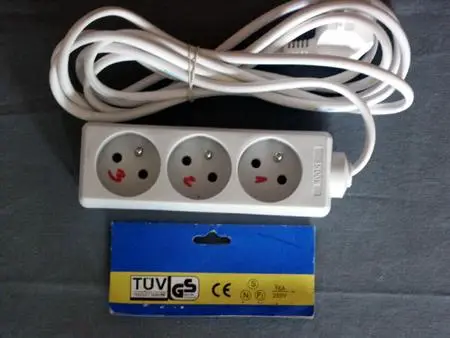 Rewirable plug and socket-outlet of cord extension set 