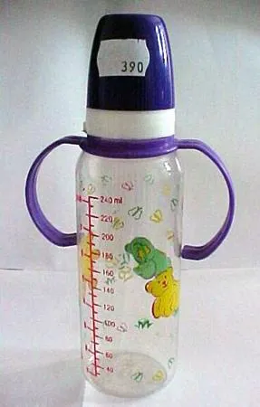 Feeding bottle with two ears and a cap; with two ears and a cap; volume 240 ml