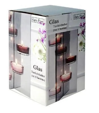 Tealight holder - Glas Teelichthalter (incl. 5 Teelichtern)