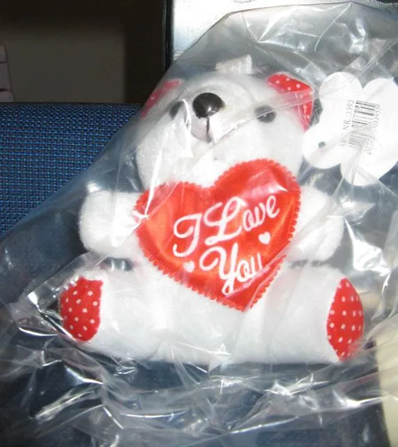 Key ring with soft toy (bear) with heart "I Love You"