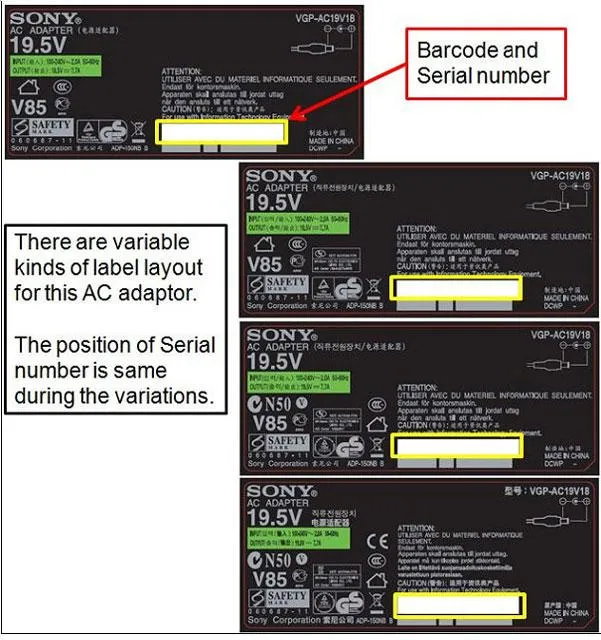 AC adapter for SONY VAIO notebook