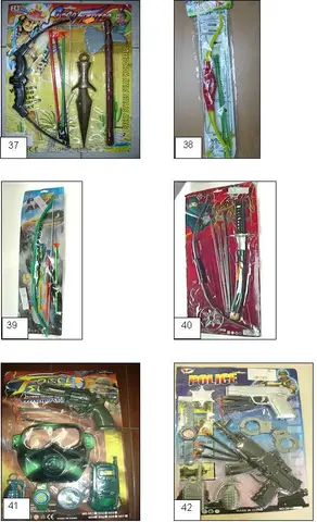 Various toys with arrows having suction cups 