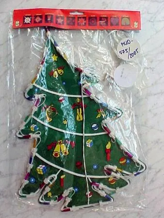 Plastic-framed lighting chain illustrating a Xmas tree