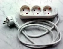 Electrical cord extension set with 3 sockets and earth contact "Eumig" 