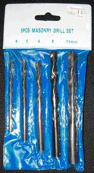 Drills "5 PCS MASONRY DRILL SET"Type/model: Unknown