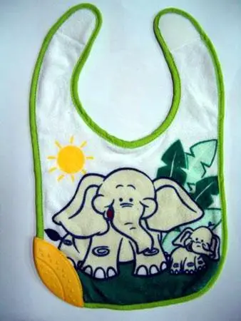 Textile children’s apron /bib/ with gum scratcher "Bertoni