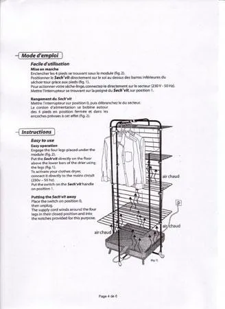 Household electrical appliance for drying laundry "INNOVAXE SECHEVIT - Cloth Heater Bac" T
