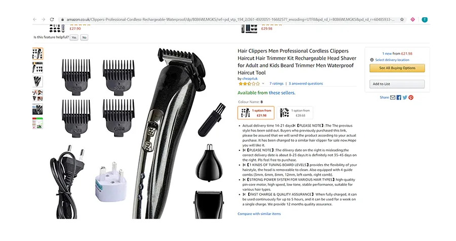 Hair clipper with accessories