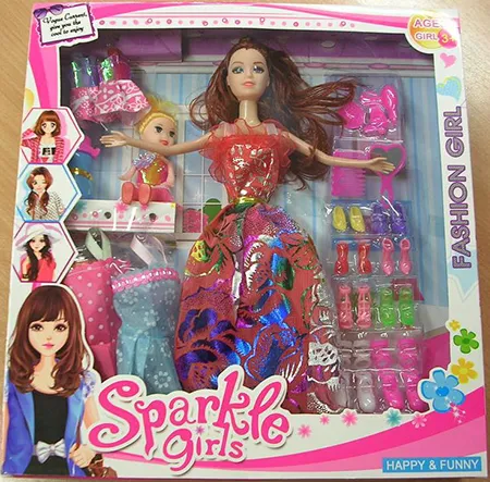 Plastic doll with accessories