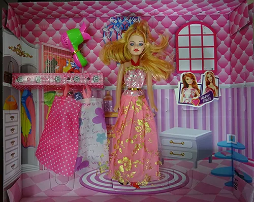Plastic doll with accessories