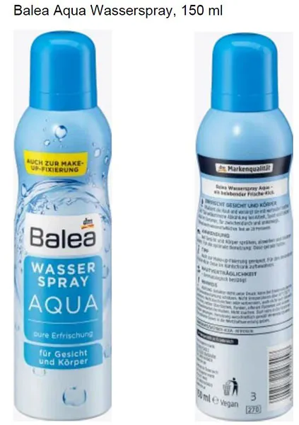 Water spray for the face and body
