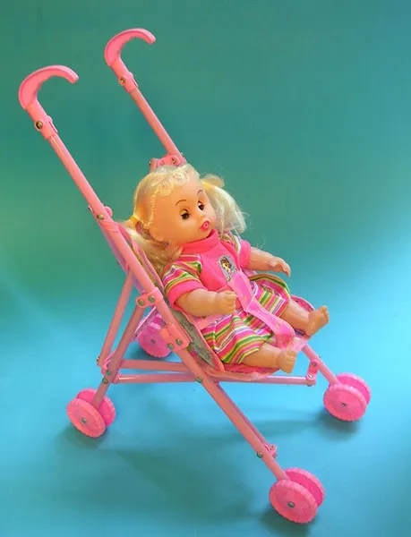 Toy stroller with doll