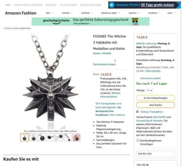 Pendant for necklace