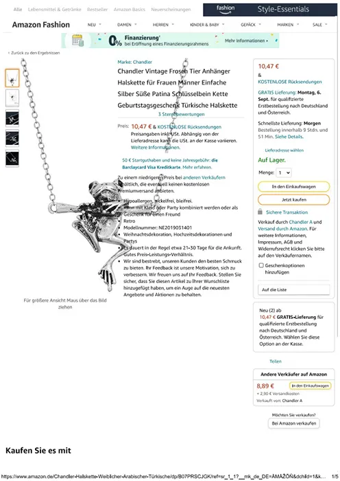 Ожерелье с подвеской