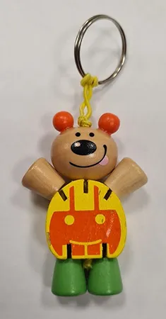Wooden toy with key ring