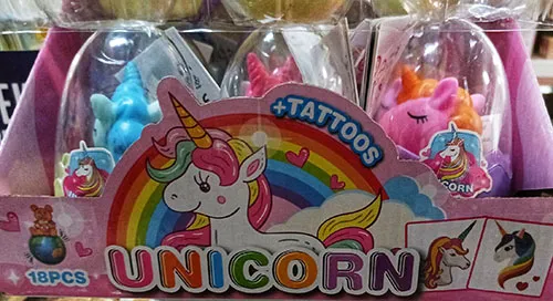 Toy unicorn in a plastic egg