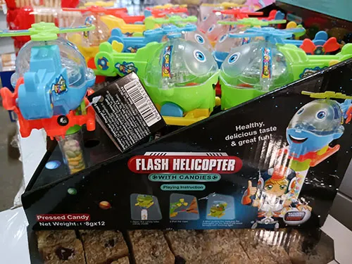 Toy helicopter with sweets
