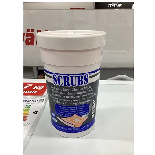 Cleaning wipes for stainless steel