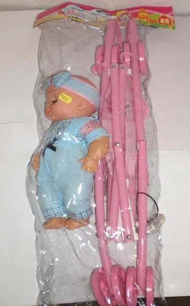 Toy pushchair with doll