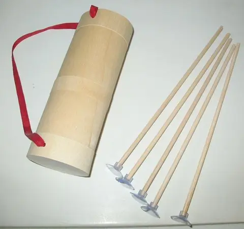 Wooden quiver with arrows