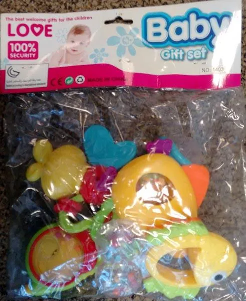 Baby rattle and teether set