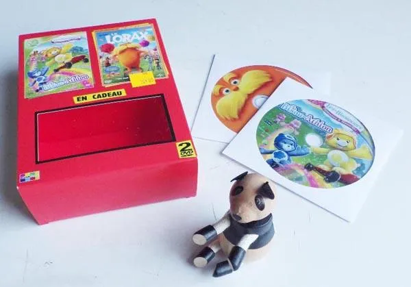 Wooden toy with DVDs