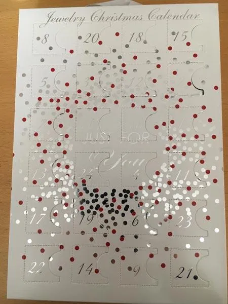 Advent calendar containing jewellery