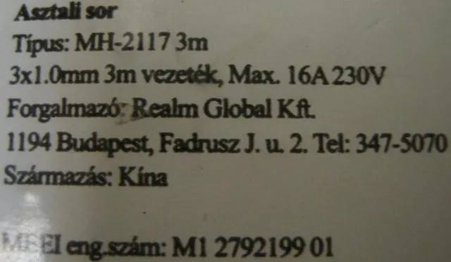 Extension lead "Asztali Sor"