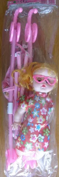 Toy pushchair with doll