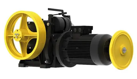 Elevator machine with worm gear