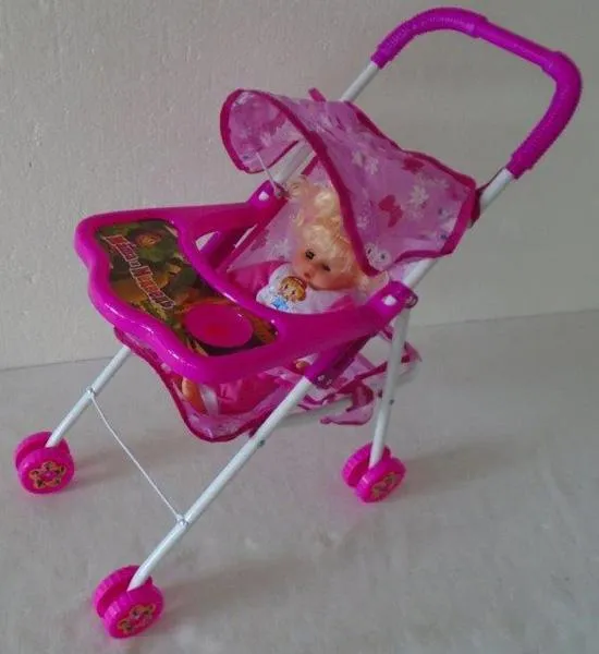 Toy pushchair with doll