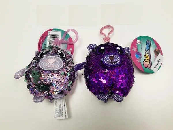 Soft-filled toys with sequins.