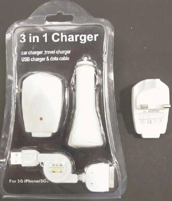 Travel charger "3 in 1 charger for 3G iPhone/3GS"