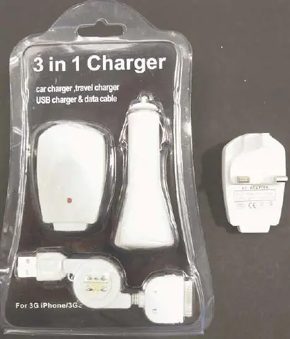 Travel charger "3 in 1 charger for 3G iPhone/3GS"